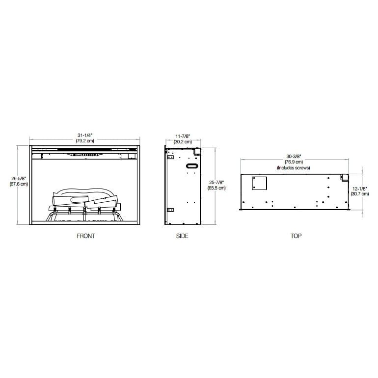 Lijntekening van de Dimplex Albany elektrische sfeerhaard
