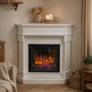 Hoekschouw met Dimplex XHD23 elektrische sfeerhaard voor warme en stijlvolle woonkamer